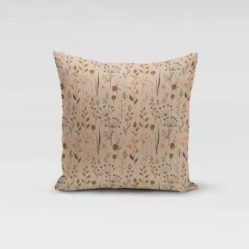 КРАСИВАЯ ЖИЗНЬ. Чехол на подушку цветы и травы натуральный желтый зеленый размер 70х70см (ВхШ) размер 70х70см (ВхШ) Schner-Leben