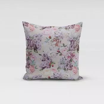 КРАСИВАЯ ЖИЗНЬ. Чехол на подушку цветы розы лилии бежевый белый сирень размер 60х60см (ВхШ) размер 60х60см (ВхШ) Schner-Leben