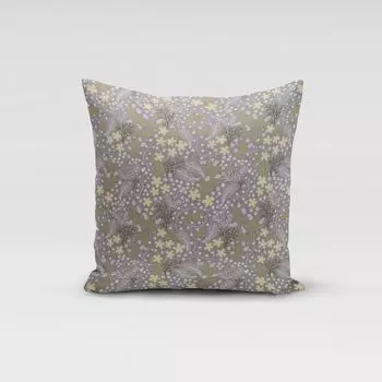 КРАСИВАЯ ЖИЗНЬ. Чехол на подушку цветы травы серо-желтый разные размеры размер 80х80см (ВхШ) размер 80х80см (ВхШ) Schner-Leben