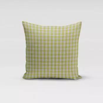 КРАСИВАЯ ЖИЗНЬ. Чехол на подушку деревенский домик в клетку лаймово-белый размер в клетку ок. 1 размер 80х80см (ВхШ) размер 80х80см (ВхШ) Schner-Leben