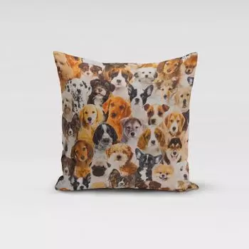 КРАСИВАЯ ЖИЗНЬ. Чехол на подушку для собак, щенков, коричневый, белый, черный, размер 70х70см (ВхШ), размер 70х70см (ВхШ) Schner-Leben