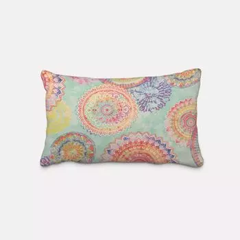 КРАСИВАЯ ЖИЗНЬ. Чехол на подушку для улицы, мандала, акварель, мятный цвет, размер 60x80см (ВxШ), размер 60x80см (ВxШ) Schner-Leben