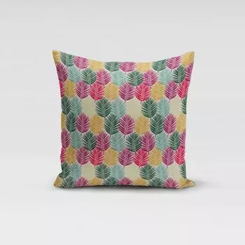 КРАСИВАЯ ЖИЗНЬ. Чехол на подушку для улицы с пальмовыми листьями, белый, разноцветный, размер 70x70 см (ВxШ) Размер 70x70 см (ВxШ) Schner-Leben