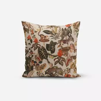 КРАСИВАЯ ЖИЗНЬ. Чехол на подушку Empire Jungle Jungle натуральный зеленый красный размер 70x70см (ВxШ) размер 70x70см (ВxШ) Schner-Leben