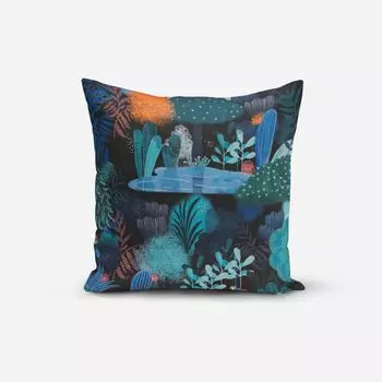 КРАСИВАЯ ЖИЗНЬ. Чехол на подушку Фантазия деревья кактусы синий розовый размер 70x70см (ВxШ) размер 70x70см (ВxШ) Schner-Leben