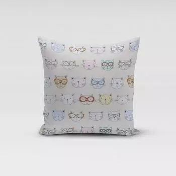 КРАСИВАЯ ЖИЗНЬ. Чехол на подушку Fryett`s Cool Cats кошки натуральный размер 80х80см (ВхШ) размер 80х80см (ВхШ) Schner-Leben