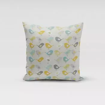 КРАСИВАЯ ЖИЗНЬ. Чехол на подушку Fryett`s Birds birds бежевый серый мятный горчичный размер 80х80см (ВхШ) размер 80х80см (ВхШ) Schner-Leben