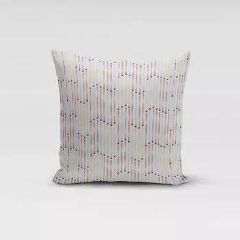 КРАСИВАЯ ЖИЗНЬ. Чехол на подушку, геом. Палочки бежевые, синие, желтые, оранжевые, размер 70x70см (ВxШ) Размер 70x70см (ВxШ) Schner-Leben