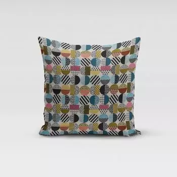 КРАСИВАЯ ЖИЗНЬ. Чехол на подушку геометрические круги белый черный разноцветный размер 80х80см (ВхШ) размер 80х80см (ВхШ) Schner-Leben