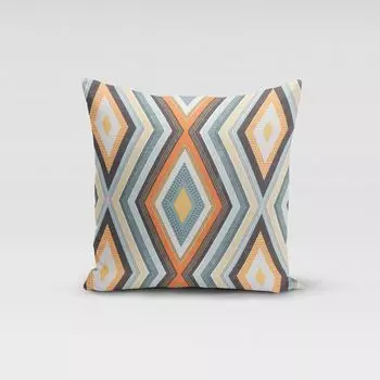 КРАСИВАЯ ЖИЗНЬ. Чехол на подушку геометрический этнический ромб кремовый разноцветный размер 70х70см (ВхШ) размер 70х70см (ВхШ) Schner-Leben