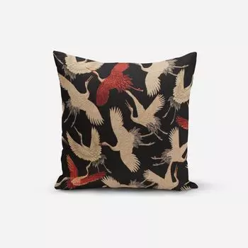 КРАСИВАЯ ЖИЗНЬ. Чехол на подушку GobelCranebird Paradise Cranes черный b размер 80х80см (ВхШ) размер 80х80см (ВхШ) Schner-Leben