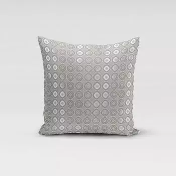 КРАСИВАЯ ЖИЗНЬ. Чехол на подушку из фольги с принтом цветов мандалы белый серый синий размер 80х80см (ВхШ) размер 80х80см (ВхШ) Schner-Leben