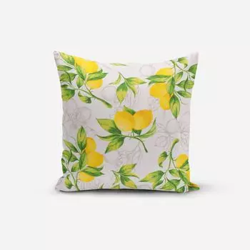 КРАСИВАЯ ЖИЗНЬ. Чехол на подушку из хлопка Цитрон лимоны белый зеленый размер g 80х80см (ВхШ) размер 80х80см (ВхШ) Schner-Leben