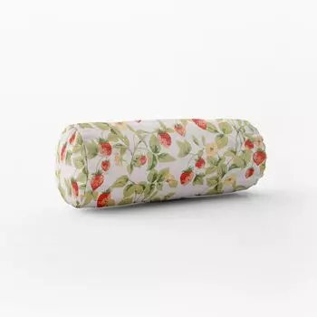 КРАСИВАЯ ЖИЗНЬ. Чехол на подушку из хлопка Gariguette клубника белый красный размер 15х40см (хШ) валик для шеи 15х40см (хШ) размер валик для шеи Schner-Leben
