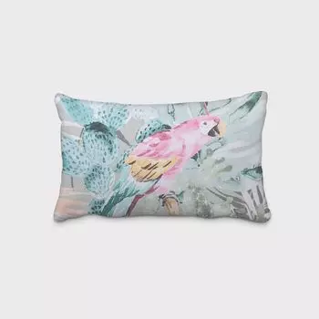 КРАСИВАЯ ЖИЗНЬ. Чехол на подушку кактусы с попугаем папоротником зеленый разноцветный размер 60х80см (ВхШ) размер 60х80см (ВхШ) Schner-Leben