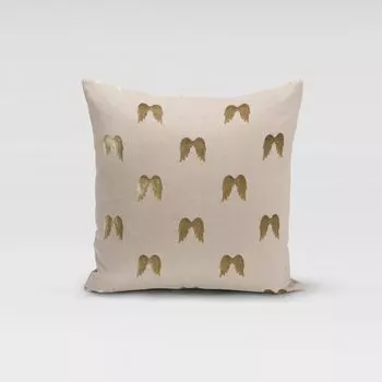 КРАСИВАЯ ЖИЗНЬ. Чехол на подушку крылья ангела натуральное золото металлик размер 70х70см (ВхШ) размер 70х70см (ВхШ) Schner-Leben