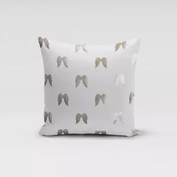 КРАСИВАЯ ЖИЗНЬ. Чехол на подушку крылья ангела белый серебристый металлик размер 40х40см (ВхШ) размер 40х40см (ВхШ) Schner-Leben