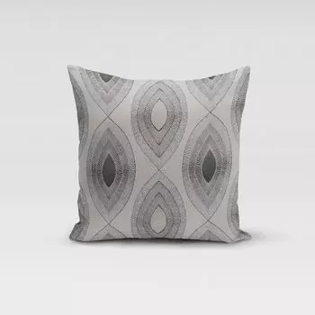 КРАСИВАЯ ЖИЗНЬ. Чехол на подушку льняные листья геометрический экрю черный размер 70x70см (ВxШ) размер 70x70см (ВxШ) Schner-Leben