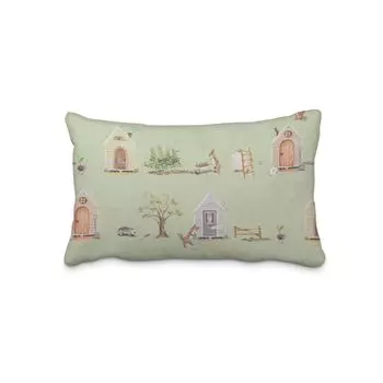 КРАСИВАЯ ЖИЗНЬ. Чехол на подушку лесная жизнь домик кролик лиса зеленый коричневый размер 60х80см (ВхШ) размер 60х80см (ВхШ) Schner-Leben