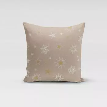 КРАСИВАЯ ЖИЗНЬ. Чехол на подушку Magic Star звезды снежинки натуральный белый размер 70х70см (ВхШ) размер 70х70см (ВхШ) Schner-Leben, бежевый