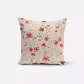 КРАСИВАЯ ЖИЗНЬ. Чехол на подушку Мак маки ромашки зерно бежевый ro размер 80х80см (ВхШ) размер 80х80см (ВхШ) Schner-Leben