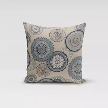 КРАСИВАЯ ЖИЗНЬ. Чехол на подушку мандалы натуральный синий разные размеры размер 70х70см (ВхШ) 70х70см (ВхШ) размер Schner-Leben
