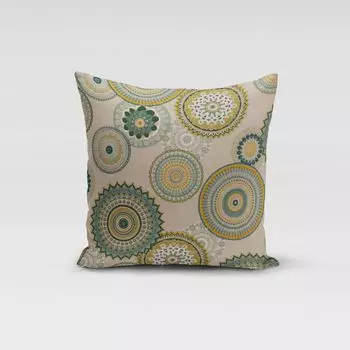 КРАСИВАЯ ЖИЗНЬ. Чехол на подушку мандалы натуральный зеленый разные размеры размер 80х80см (ВхШ) размер 80х80см (ВхШ) Schner-Leben