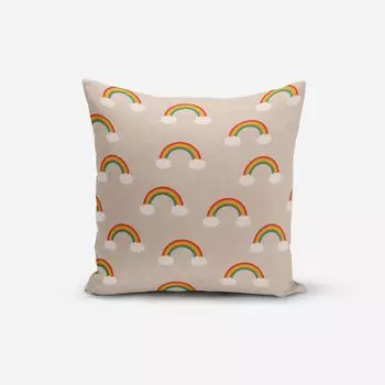 КРАСИВАЯ ЖИЗНЬ. Чехол на подушку Над радужными радужными облаками натуральный размер b 70х70см (ВхШ) 70х70см (ВхШ) размер Schner-Leben