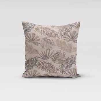 КРАСИВАЯ ЖИЗНЬ. Чехол на подушку пальмовые листья натуральный коричневый серый размер 40х40см (ВхШ) размер 40х40см (ВхШ) Schner-Leben