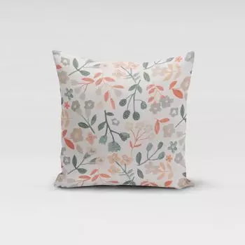 КРАСИВАЯ ЖИЗНЬ. Чехол на подушку Панама Betty Melba flowers зеленый оранжевый размер 80х80см (ВхШ) размер 80х80см (ВхШ) Schner-Leben