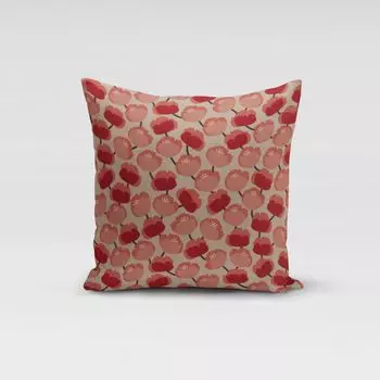 КРАСИВАЯ ЖИЗНЬ. Чехол на подушку пионы абстрактный натуральный красный коралл размер 80х80см (ВхШ) размер 80х80см (ВхШ) Schner-Leben