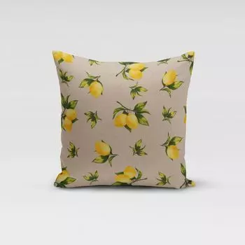 КРАСИВАЯ ЖИЗНЬ. Чехол на подушку половинка панамы лимоны натуральный зеленый желтый размер 80х80см (ВхШ) размер 80х80см (ВхШ) Schner-Leben
