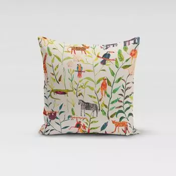 КРАСИВАЯ ЖИЗНЬ. Чехол на подушку Прятки с животными джунглей, разноцветный, размер 80x80см (ВxШ) Размер 80x80см (ВxШ) Schner-Leben