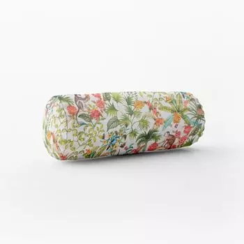 КРАСИВАЯ ЖИЗНЬ. Чехол на подушку RAFIKI, джунгли, колибри, обезьянка, белый, разноцветный, размер 15x40 см (xW), валик для шеи 15x40 см (xW), размер валик для шеи Schner-Leben