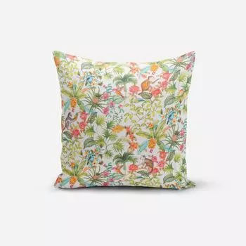 КРАСИВАЯ ЖИЗНЬ. Чехол на подушку RAFIKI джунгли колибри обезьяны белый разноцветный размер 70x70см (ВxШ) размер 70x70см (ВxШ) Schner-Leben