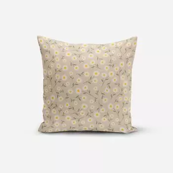 КРАСИВАЯ ЖИЗНЬ. Чехол на подушку ромашка светло-голубого или натурального белого цвета натуральный размер 70х70см (ВхШ) размер 70х70см (ВхШ) Schner-Leben