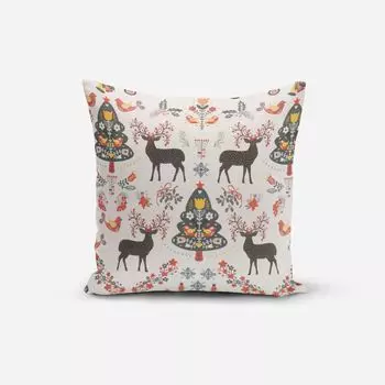 КРАСИВАЯ ЖИЗНЬ. Чехол на подушку Рождественский фольклорный олень Рождественская елка размер 80х80см (ВхШ) Размер 80х80см (ВхШ) Schner-Leben