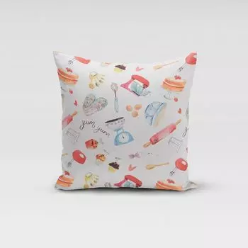 КРАСИВАЯ ЖИЗНЬ. Чехол на подушку с цифровой печатью Bakery Baking ecru, разные размеры 80x80см (ВxШ) 80x80см (ВxШ) размер Schner-Leben