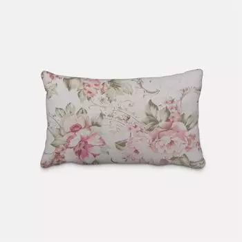 КРАСИВАЯ ЖИЗНЬ. Чехол на подушку с цветами пиона и орнаментом кремовый розовый размер 30х50см (ВхШ) размер 30х50см (ВхШ) Schner-Leben