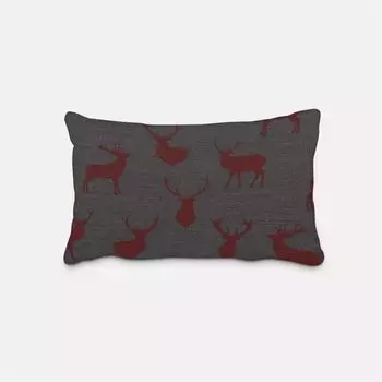 КРАСИВАЯ ЖИЗНЬ. Чехол на подушку с оленем серо-красный разные размеры размер 60х80см (ВхШ) размер 60х80см (ВхШ) Schner-Leben
