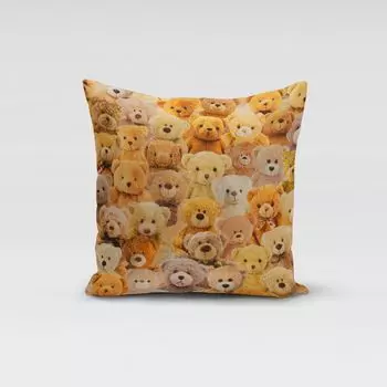 КРАСИВАЯ ЖИЗНЬ. Чехол на подушку с плюшевыми мишками коричневый, бежевый, разные размеры, размер 70x70см (ВxШ) 70x70см (ВxШ) размер Schner-Leben