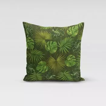 КРАСИВАЯ ЖИЗНЬ. Чехол на подушку с покрытием пальмовых листьев зеленый размер 40х40см (ВхШ) размер 40х40см (ВхШ) Schner-Leben