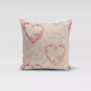 КРАСИВАЯ ЖИЗНЬ. Чехол на подушку Сердце цветок сердце натуральный белый розовый размер 70х70см (ВхШ) 70х70см (ВхШ) размер Schner-Leben
