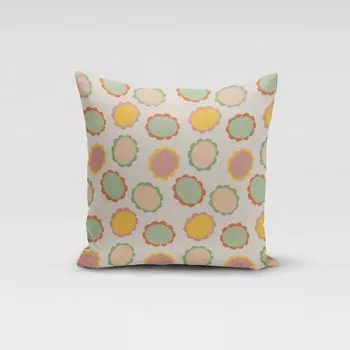 КРАСИВАЯ ЖИЗНЬ. Чехол на подушку шерстяной белый с цветами цветы разноцветные размер 80х80см (ВхШ) размер 80х80см (ВхШ) Schner-Leben