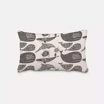 КРАСИВАЯ ЖИЗНЬ. Чехол на подушку Спасите морских обитателей океана, черный, белый, размер 60x80см (ВxШ) Размер 60x80см (ВxШ) Schner-Leben