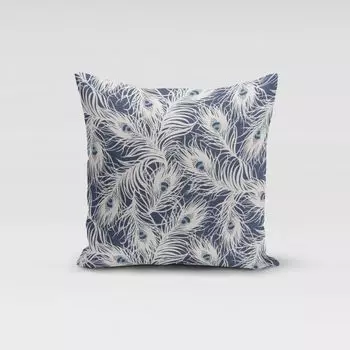 КРАСИВАЯ ЖИЗНЬ. Чехол на подушку STUDIO G перья павлина темно-синий белый синий размер 70x70см (ВxШ) размер 70x70см (ВxШ) Schner-Leben