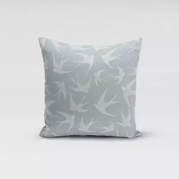 КРАСИВАЯ ЖИЗНЬ. Чехол на подушку STUDIO G ласточки мятно-белый, разные размеры, размер 70x70см (ВxШ) 70x70см (ВxШ) размер Schner-Leben