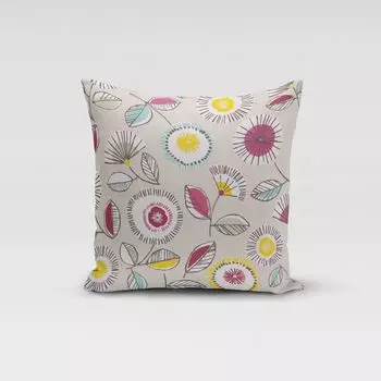 КРАСИВАЯ ЖИЗНЬ. Чехол на подушку Sundance flowers бежевый, охра, ягоды, цвет морской волны, размер 70x70см (ВxШ) Размер 70x70см (ВxШ) Schner-Leben