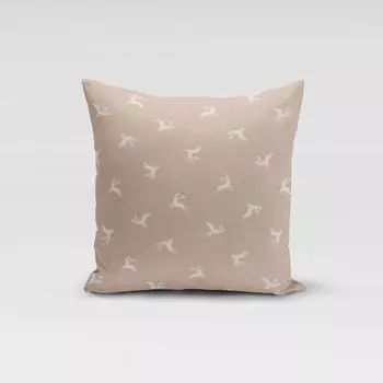 КРАСИВАЯ ЖИЗНЬ. Чехол на подушку светлый олень кремово-бежевый разные размеры размер 70х70см (ВхШ) размер 70х70см (ВхШ) Schner-Leben