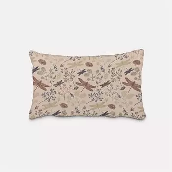 КРАСИВАЯ ЖИЗНЬ. Чехол на подушку травы цветы насекомые натуральный синий коричневый размер 60х80см (ВхШ) 60х80см (ВхШ) размер Schner-Leben